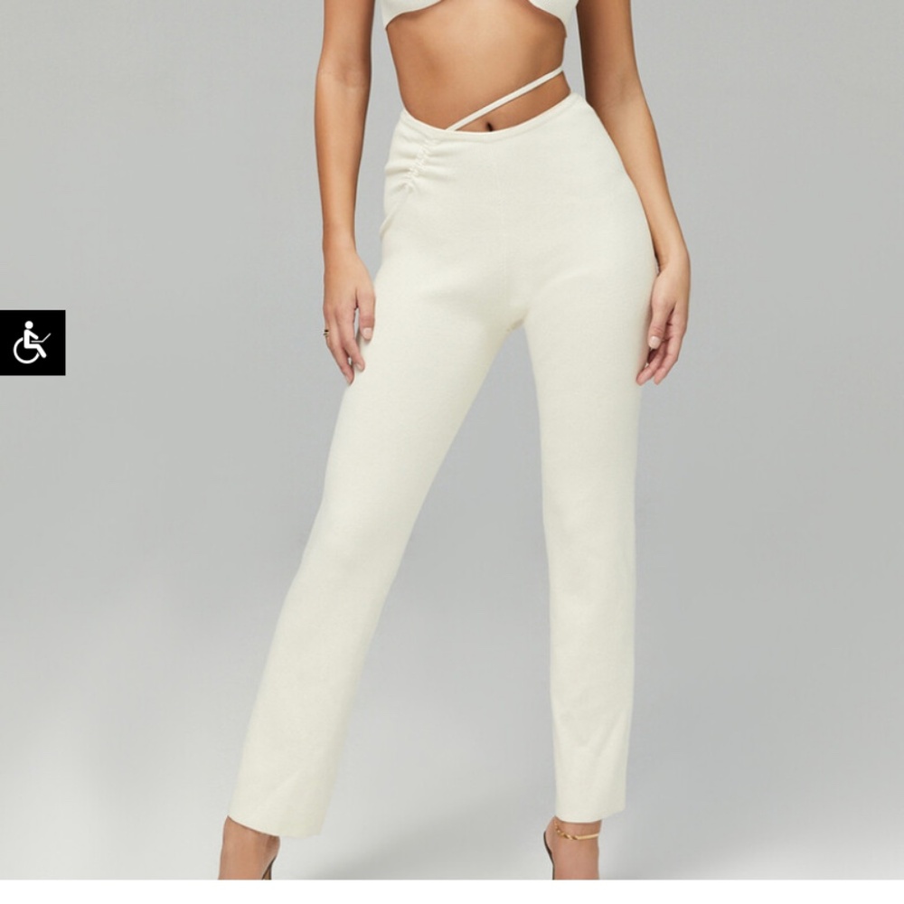 Mistress Rocks - Ivory Rib Knit Trousers